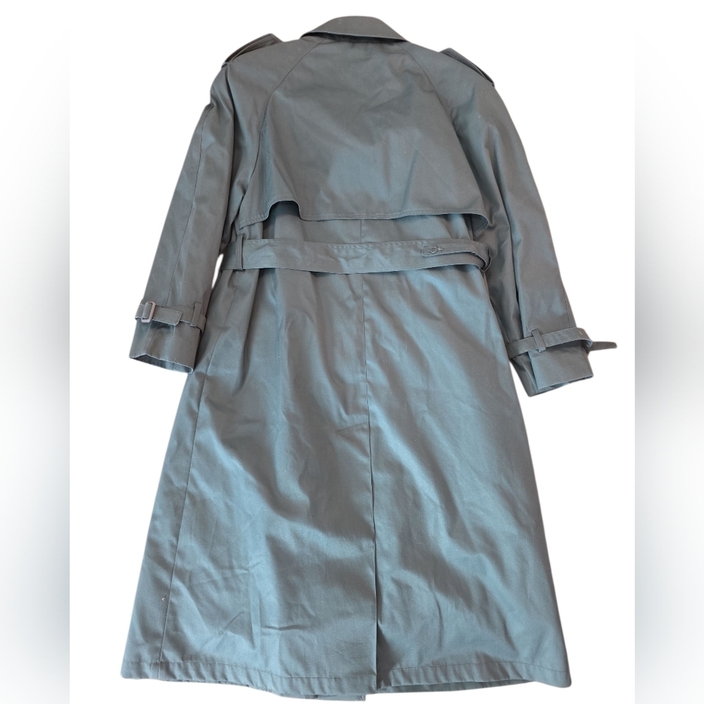 Worthington Vintage Women 3 Season Trench Long Coat Belted Long Size 10 P Green - Picture 8 of 9